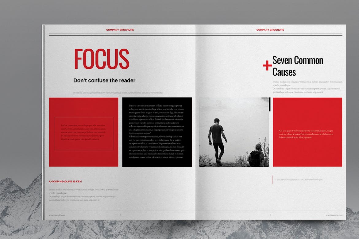 瑞士风格红色宣传册设计模板