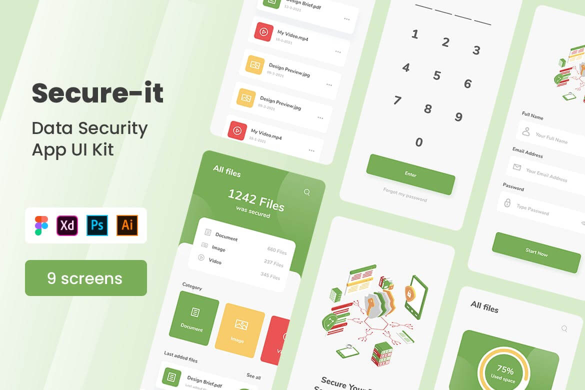 Secure It-数据安全app UI Kit设计模板