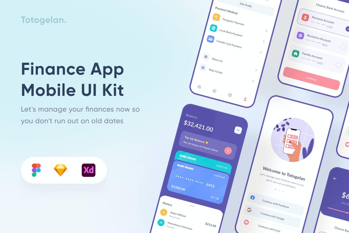 Uixasset-简约风格的金融app UI kit 设计模板