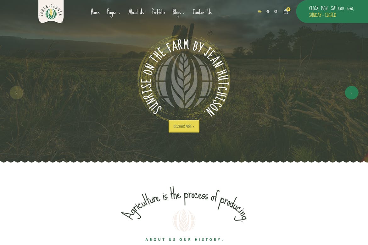 粮食种植者 - 农业农场网站设计PSD模板