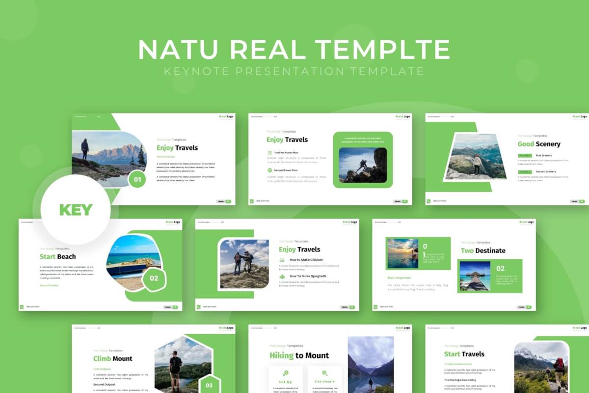 Natu Real-绿色主题演讲公司介绍Keynote模板
