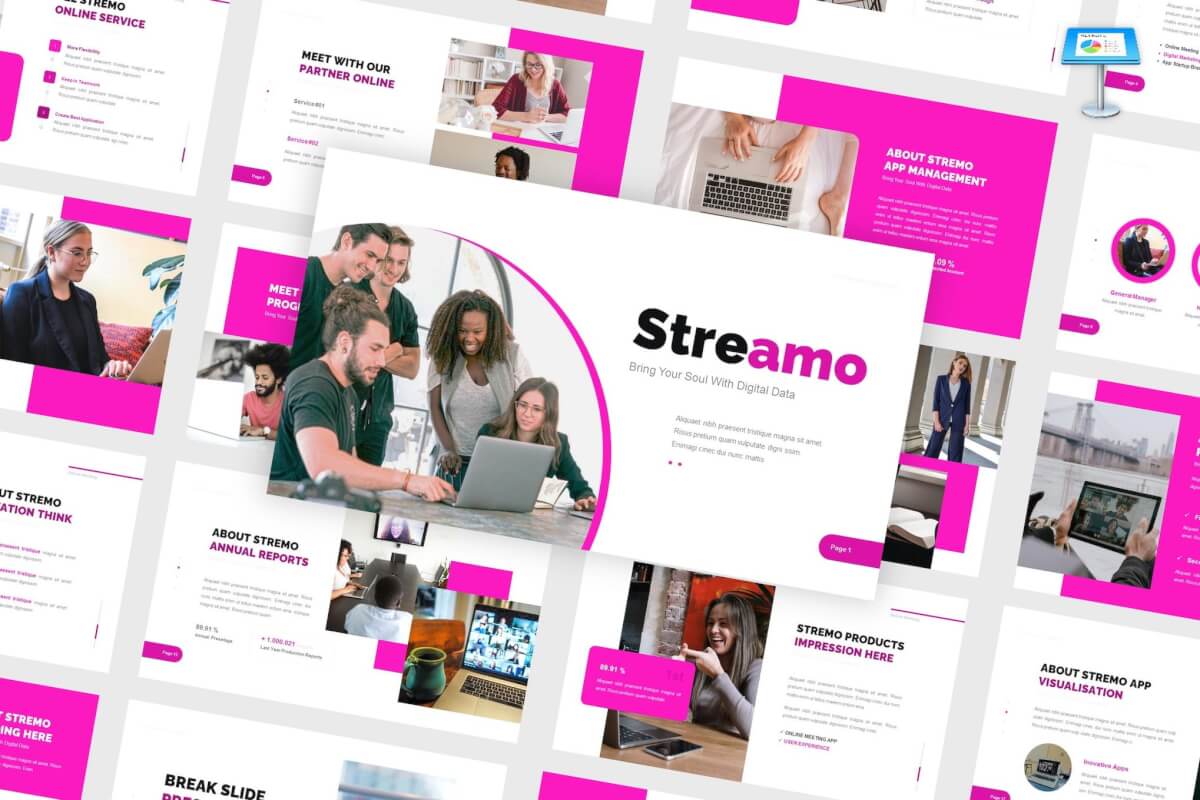 Streamo-在线会议主题演讲模板Keynote模板