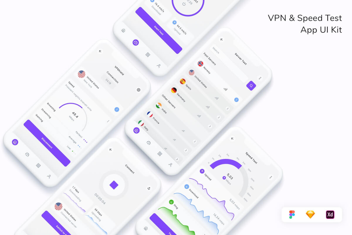 VPN 和速度测试应用程序 UI 套件