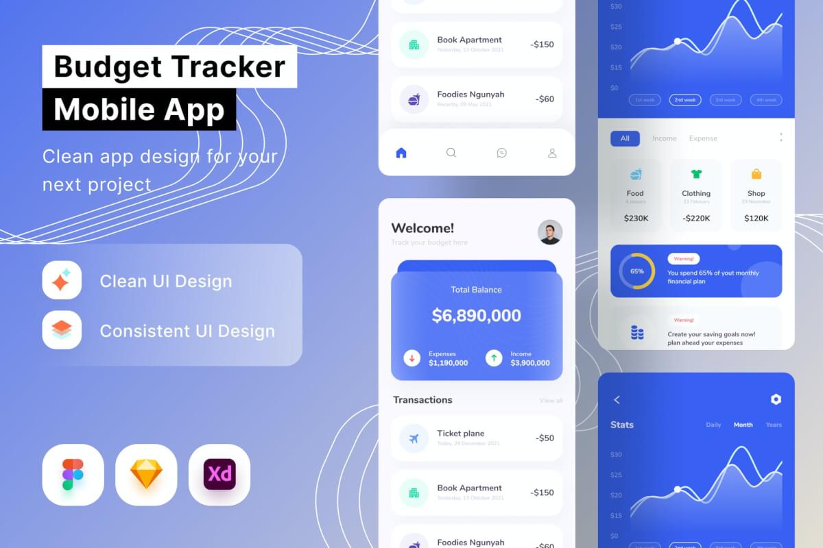 预算跟踪器移APP UI 套件