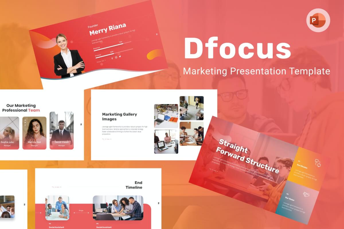 Dfocus-红色营销策划推广PowerPoint模板