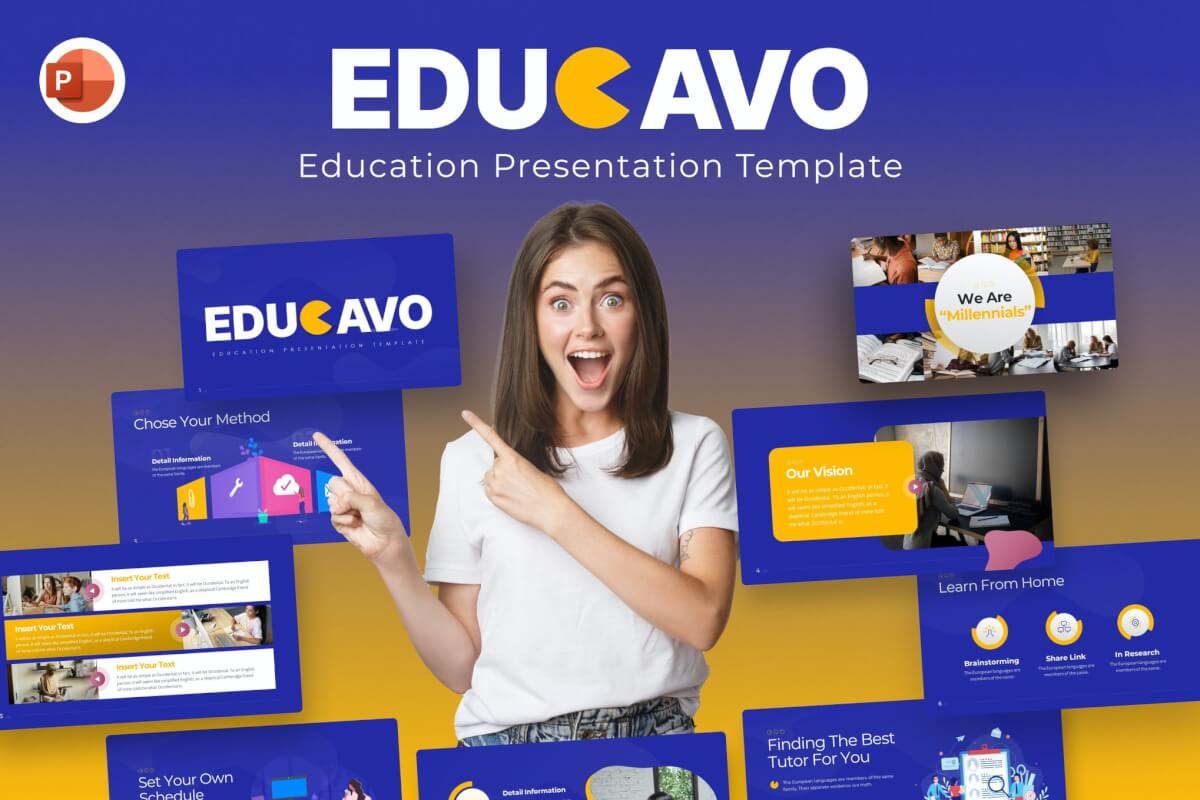 Educavo-蓝色教育推广PowerPoint模板