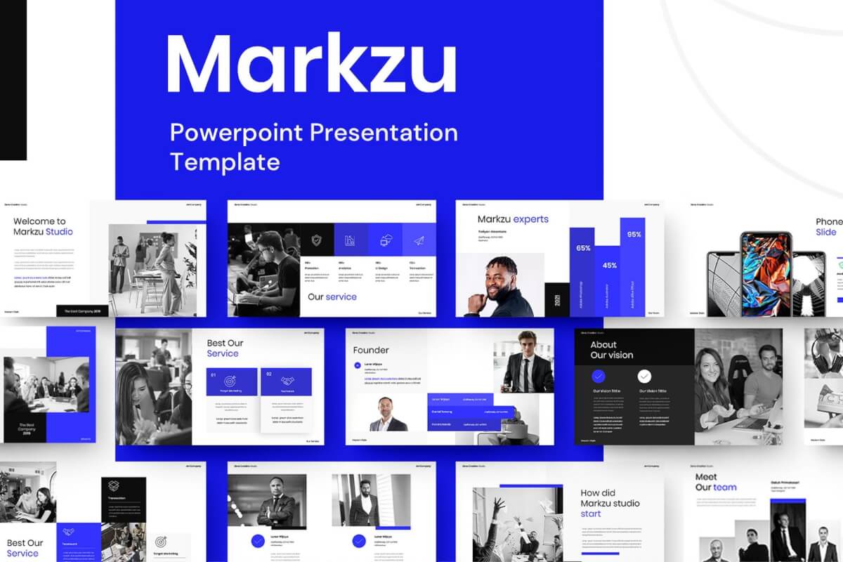 Markzu–蓝色商业宣传PowerPoint模板