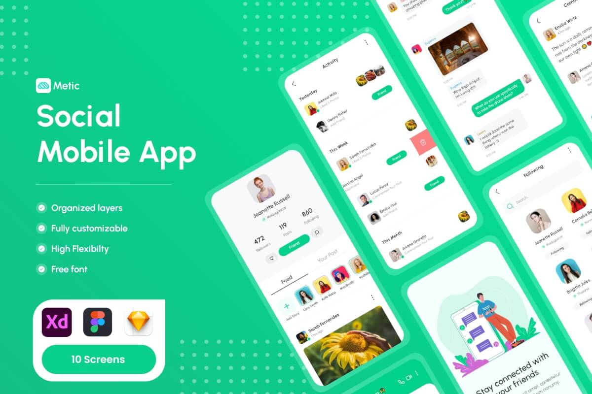 Metic-社交媒体移动应用程序 UI 套件