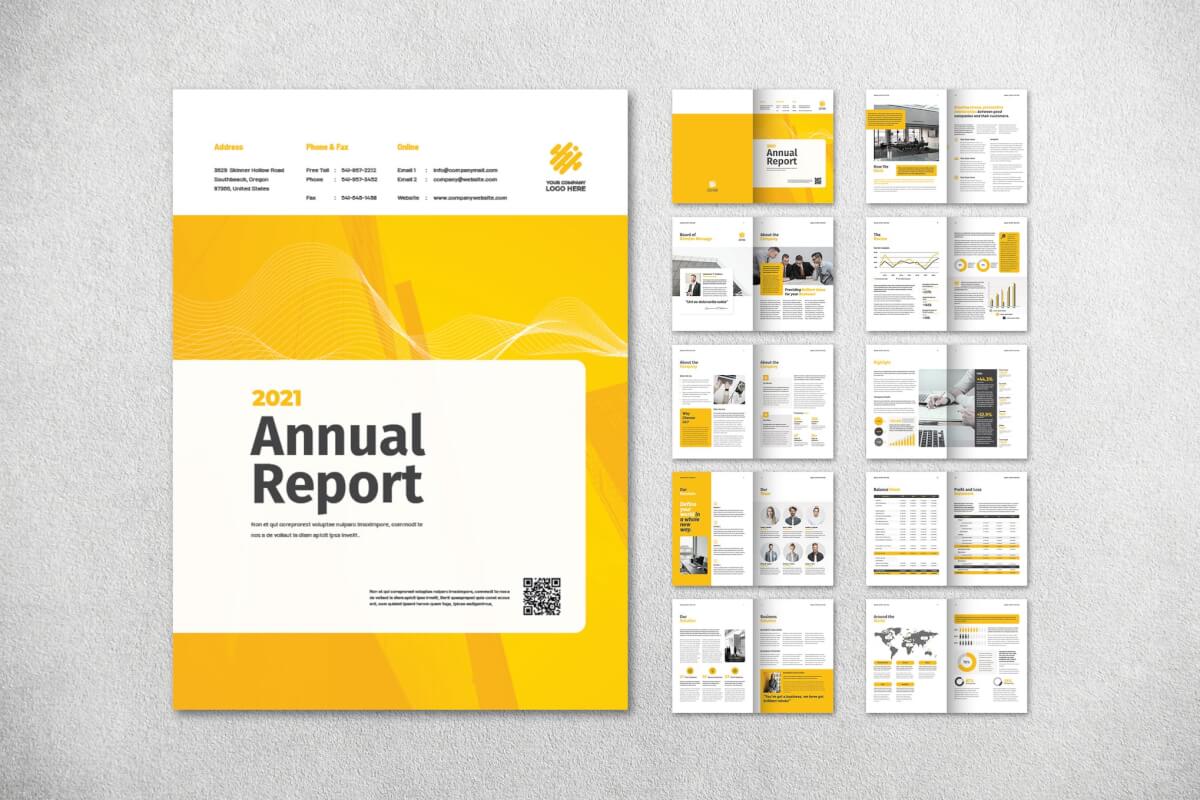 公司年度报告黄色宣传手册模板
