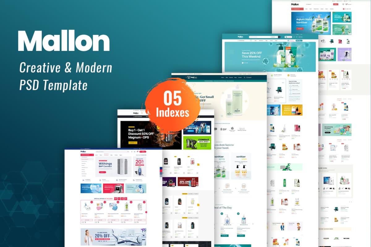 Mallon-创意电子商务 PSD 网页模板