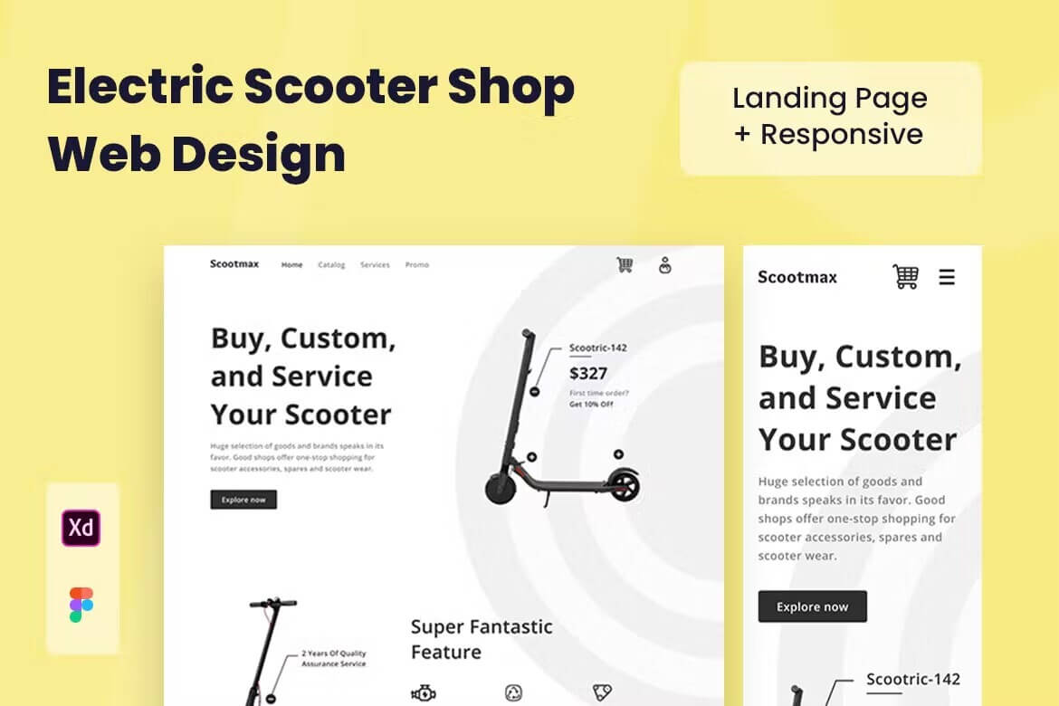 电动滑板车商店网站设计 Figma模板