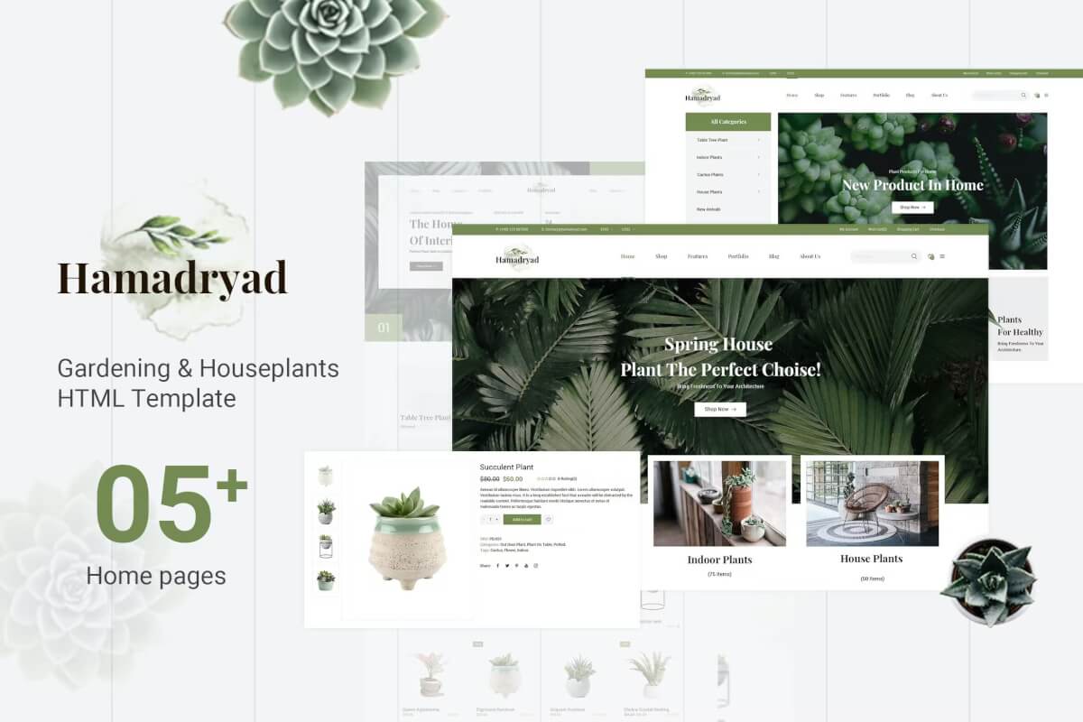 园艺和室内植物 HTML 模板