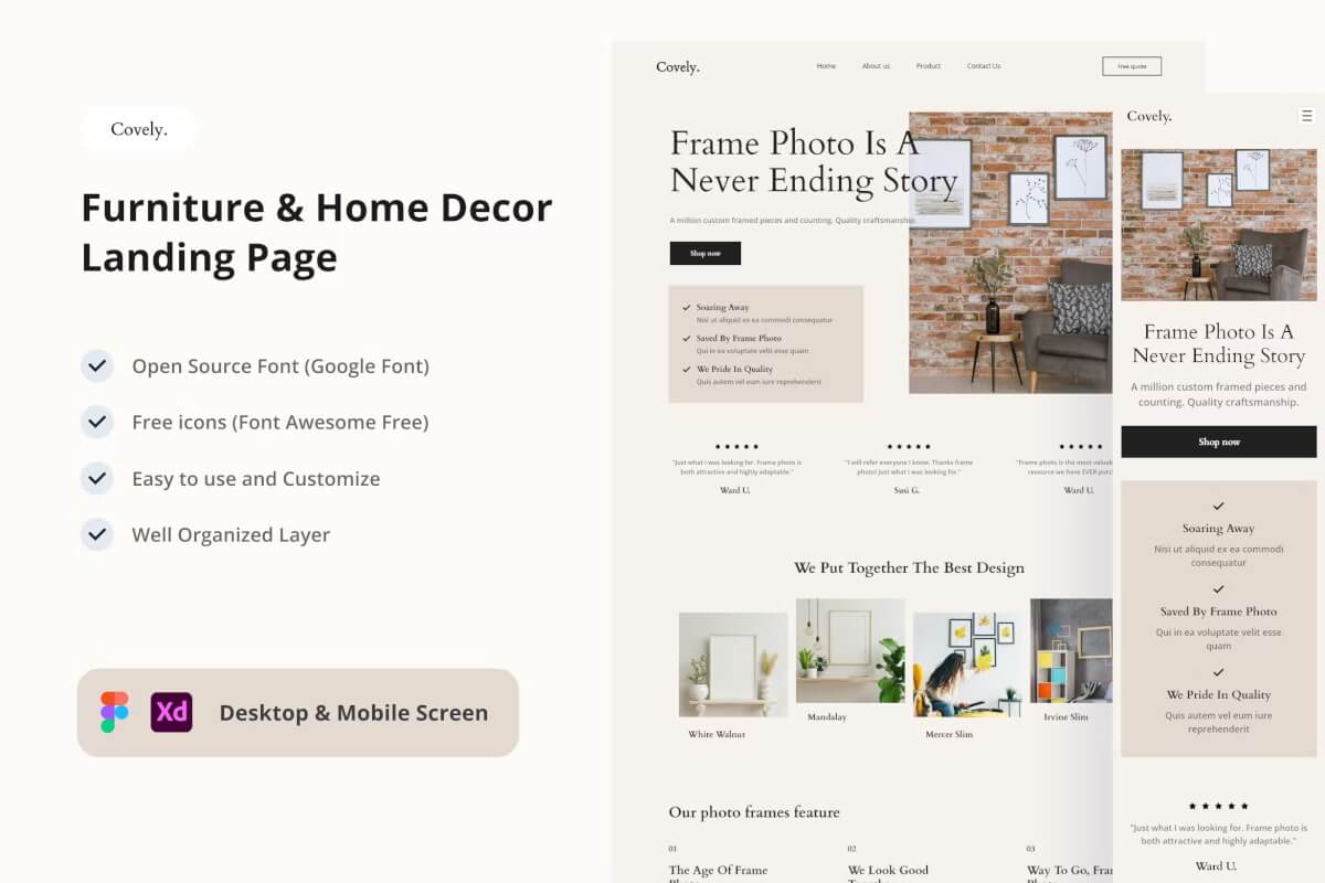 Covely-家具和家居装饰登陆页面网页模板