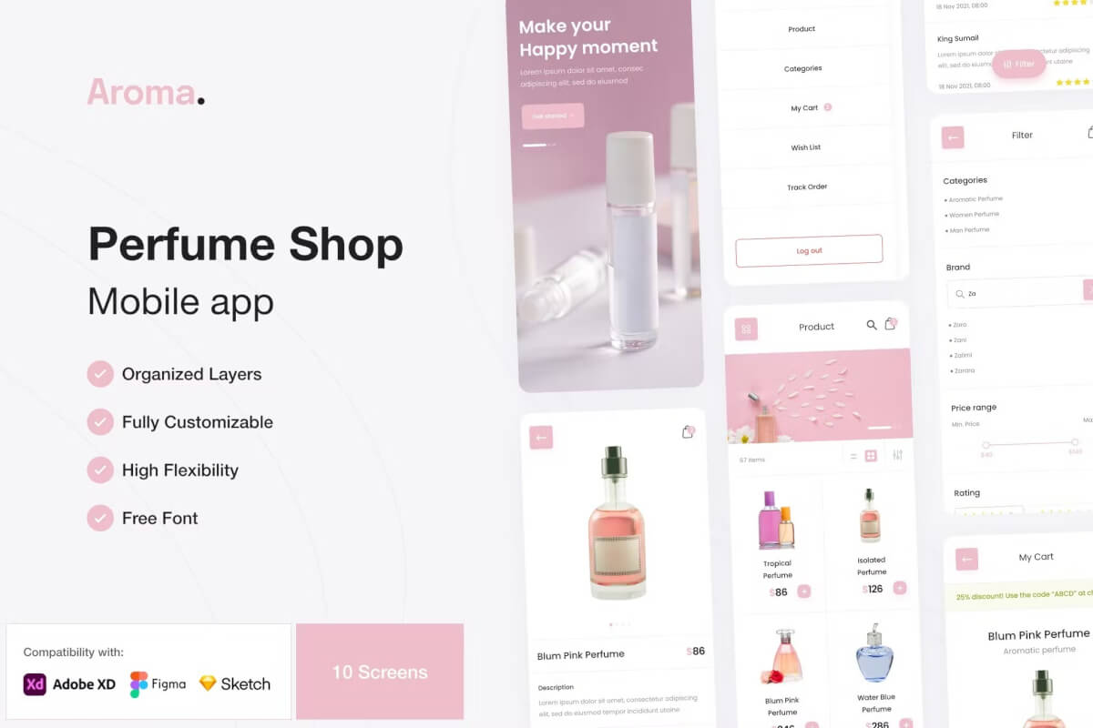 Aroma-化妆品电商 App UI Kit