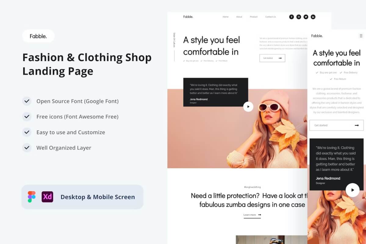Fabble-时尚服装店登录页网页模板
