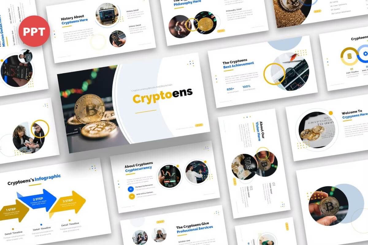 Cryptoens-加密货币简报PowerPoint模板