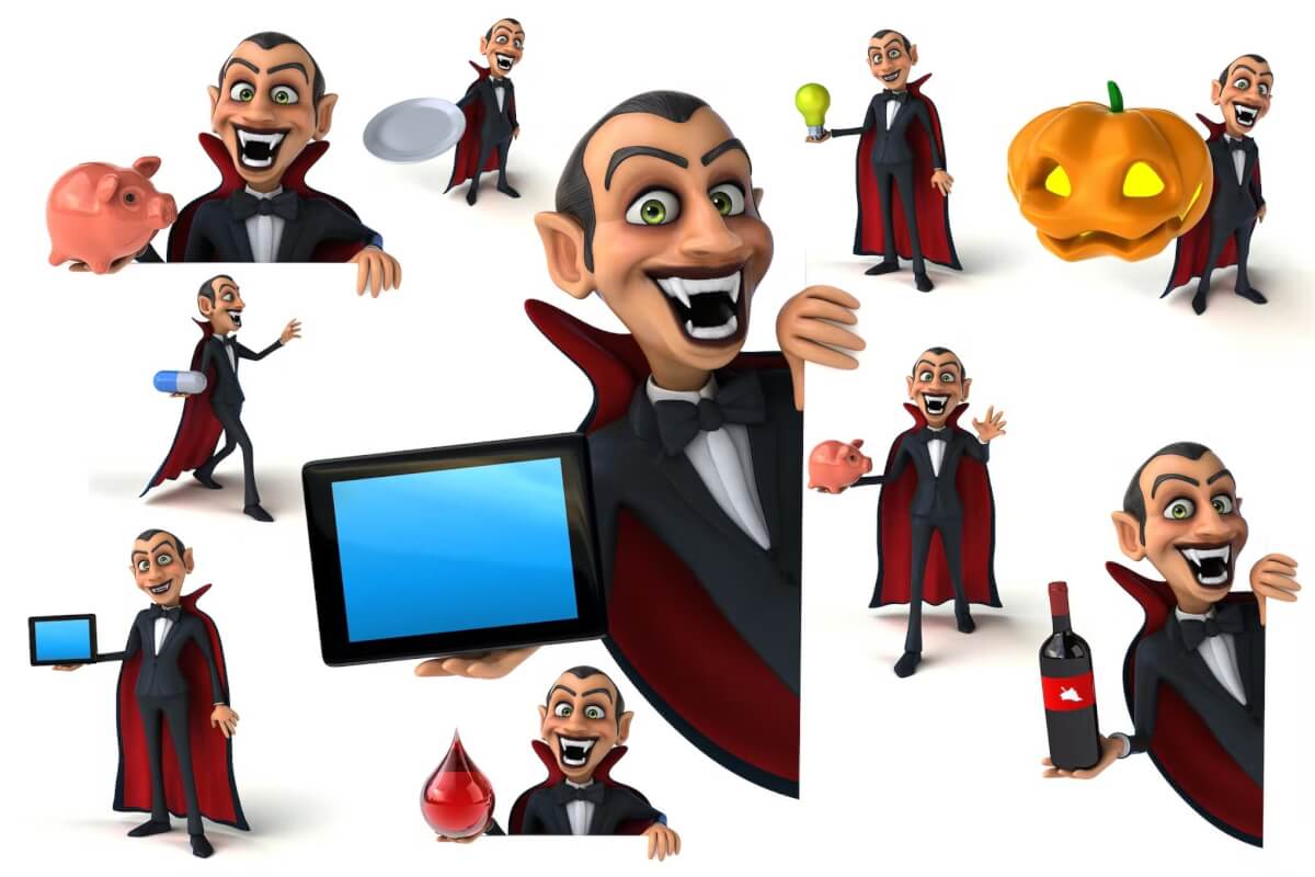 10个有趣的卡通吸血鬼 PSD 3D 插图