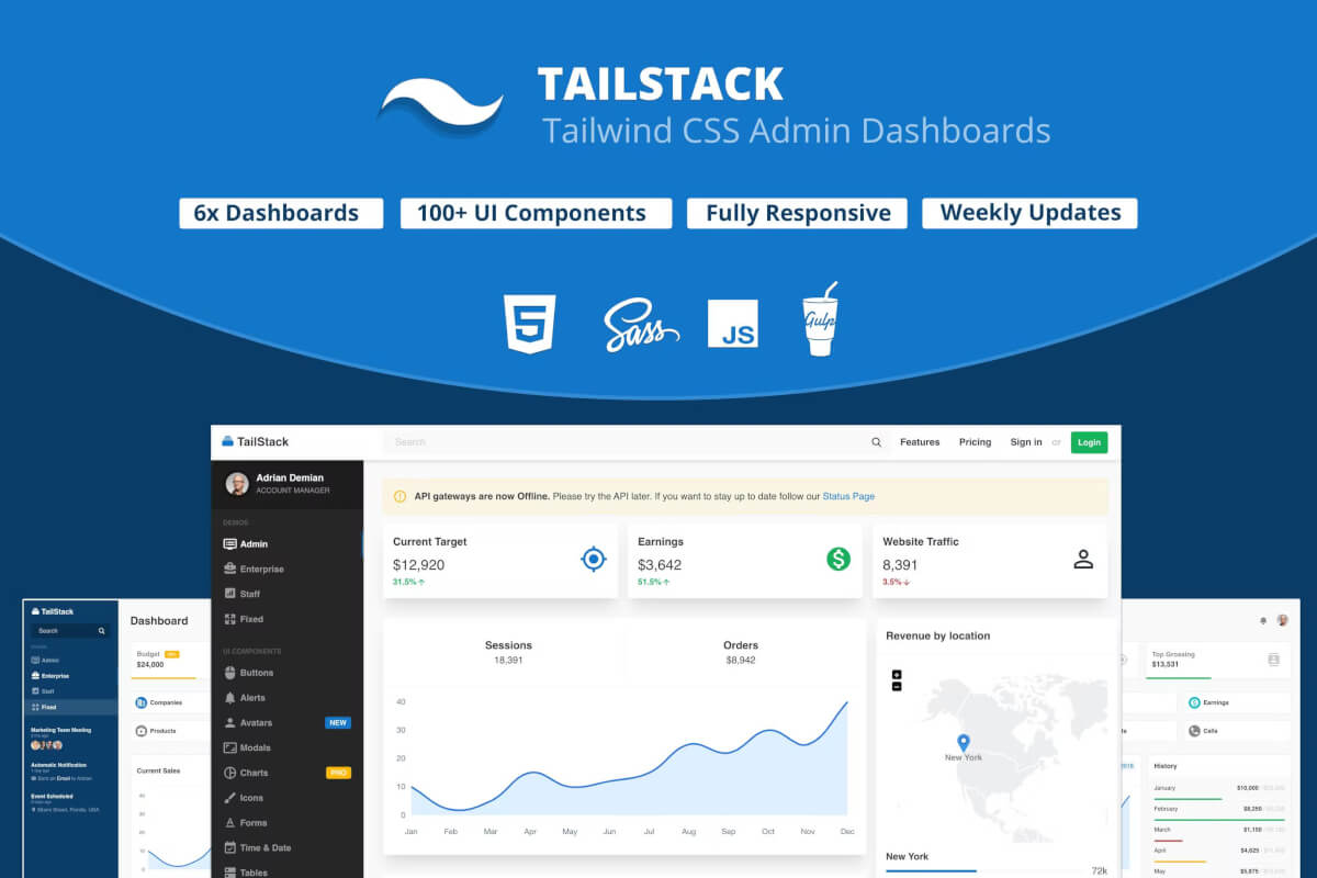 TailStack-Tailwind CSS 管理仪表板模板