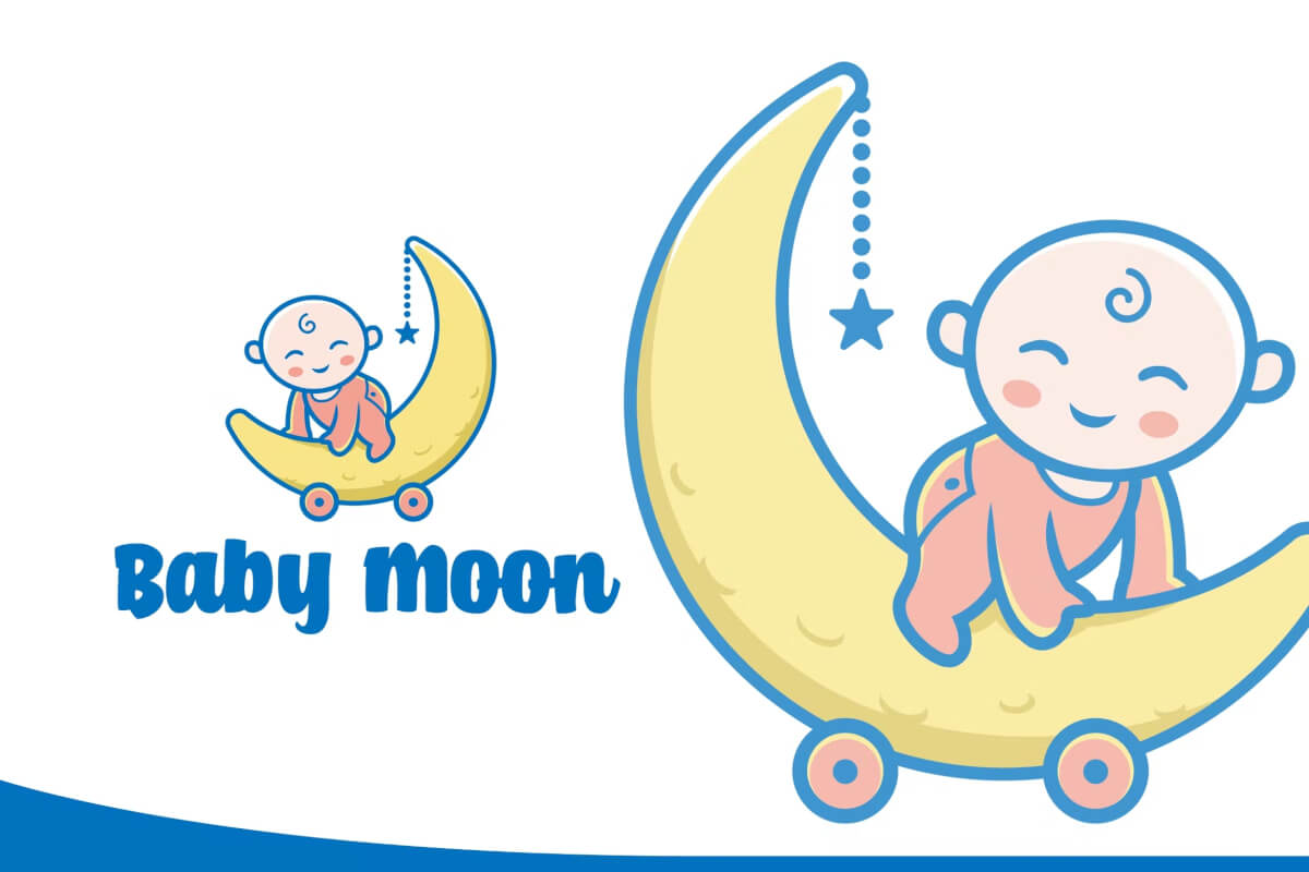 婴儿月亮卡通标志吉祥物