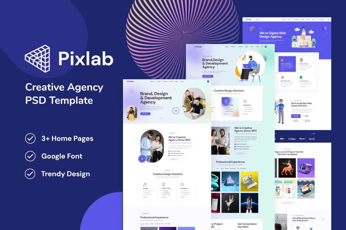 Pixlab-创意机构 PSD 网页模板