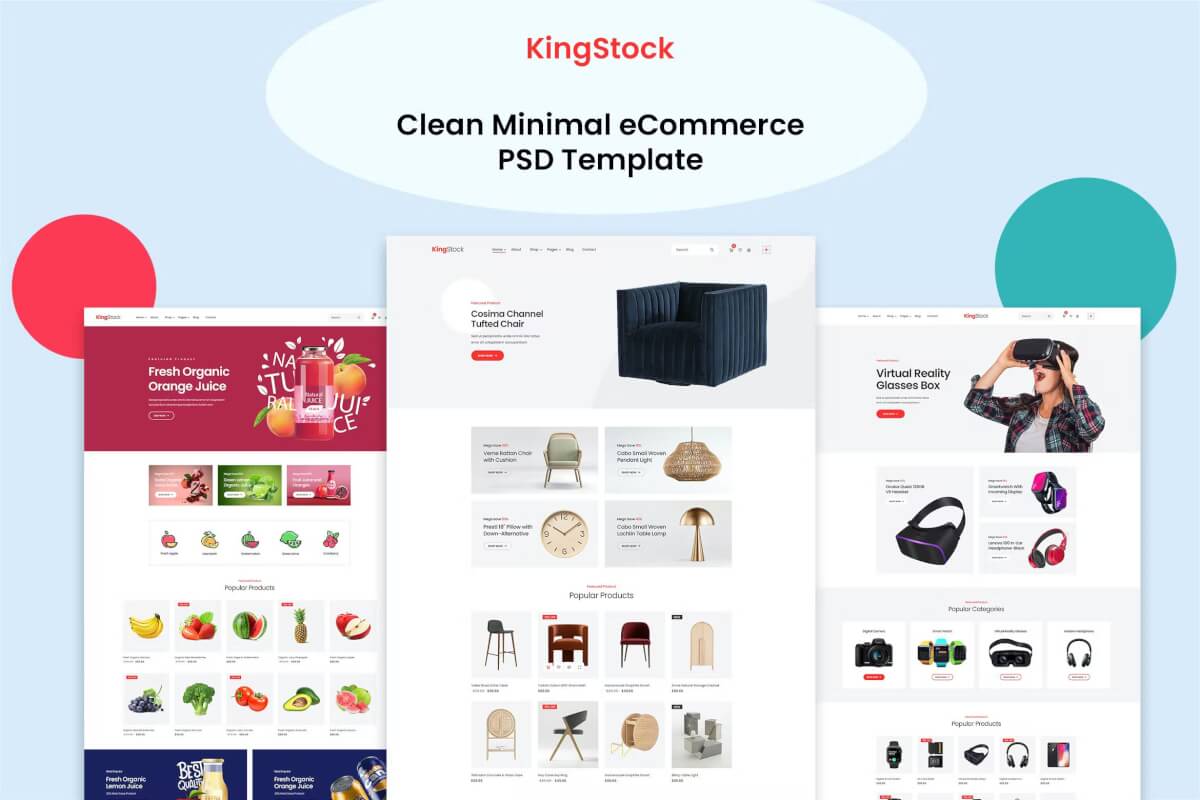 KingStock-最小的电子商务 PSD 网页模板