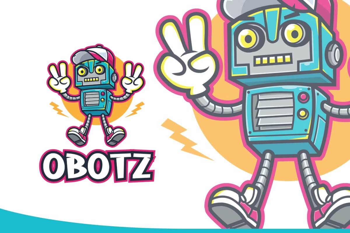 机器人 Obotz 卡通标志吉祥物