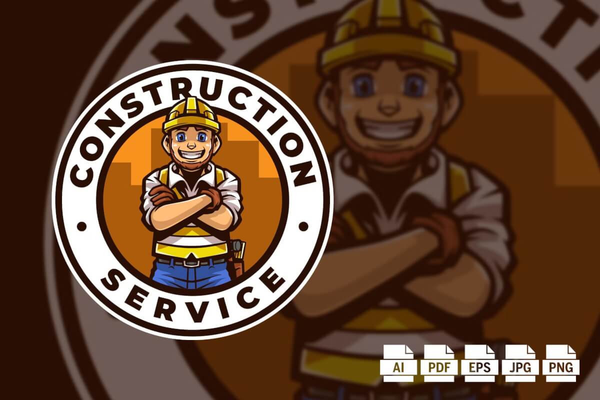 建筑服务卡通吉祥物标志