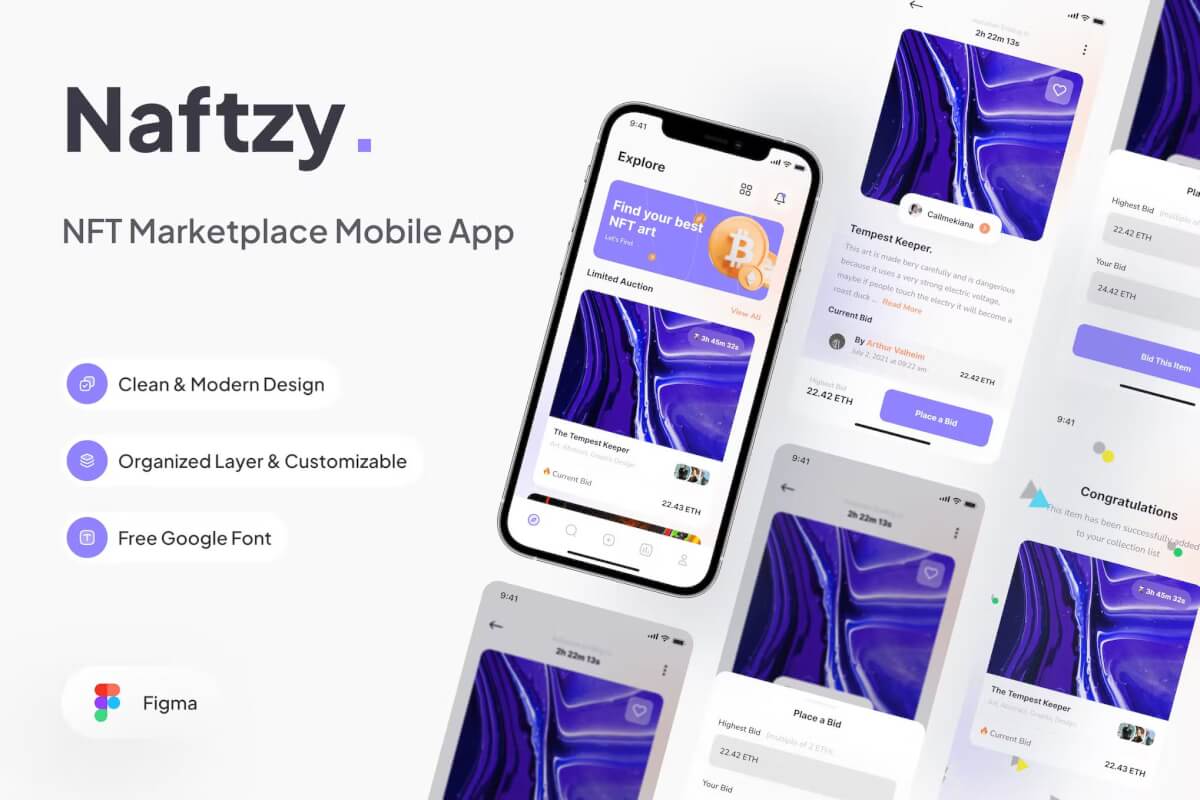 Naftzy-出价金融移动应用 Figma模板