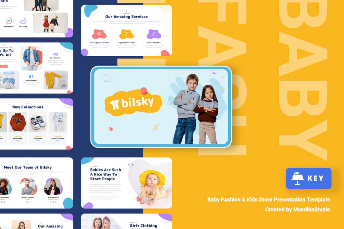 BILSKY - 婴儿时尚主题演讲Keynote模板