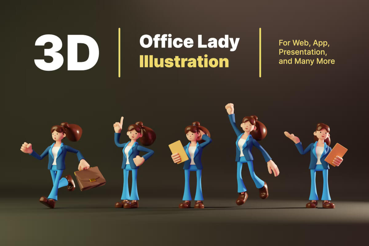 办公室女士3D插画
