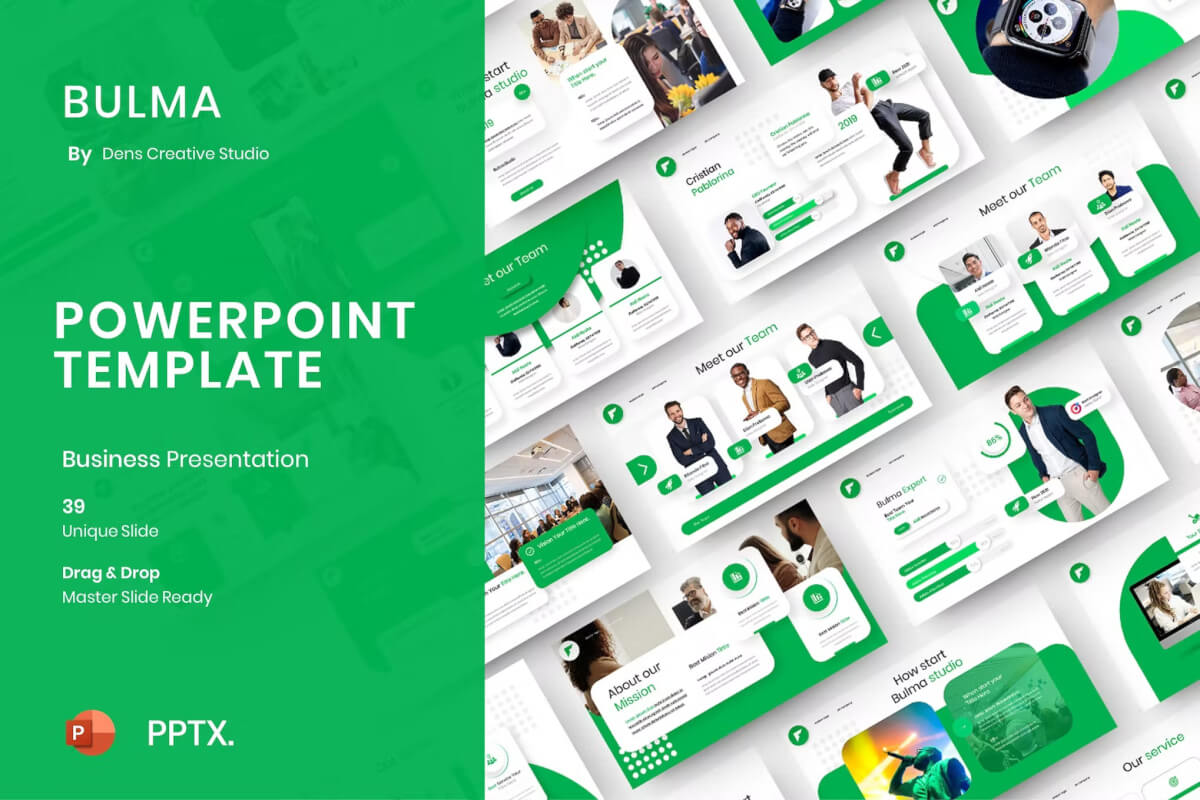 Bulma - 商业绿色 PowerPoint 模板