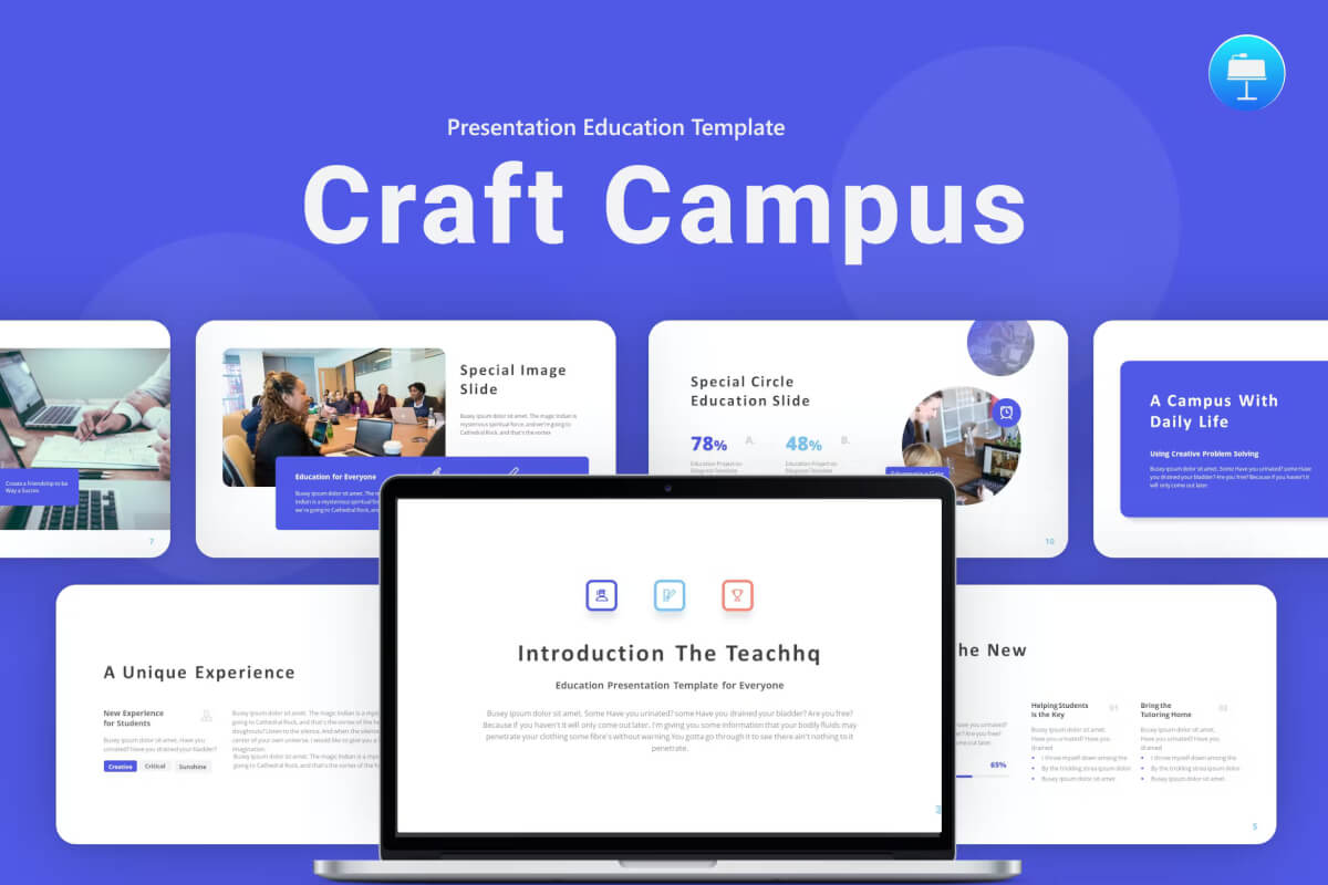 Craft Campus 蓝色创意教育主题演讲keynote模板