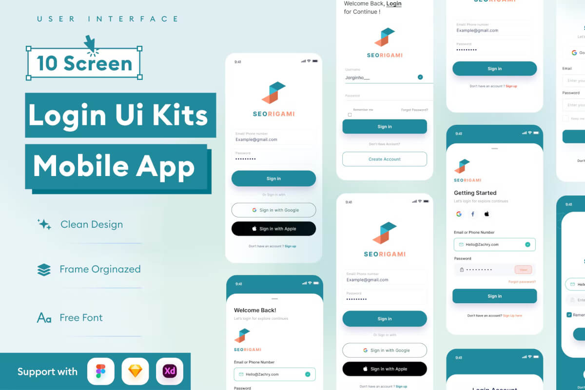 登录 Ui Kits 移动应用程序