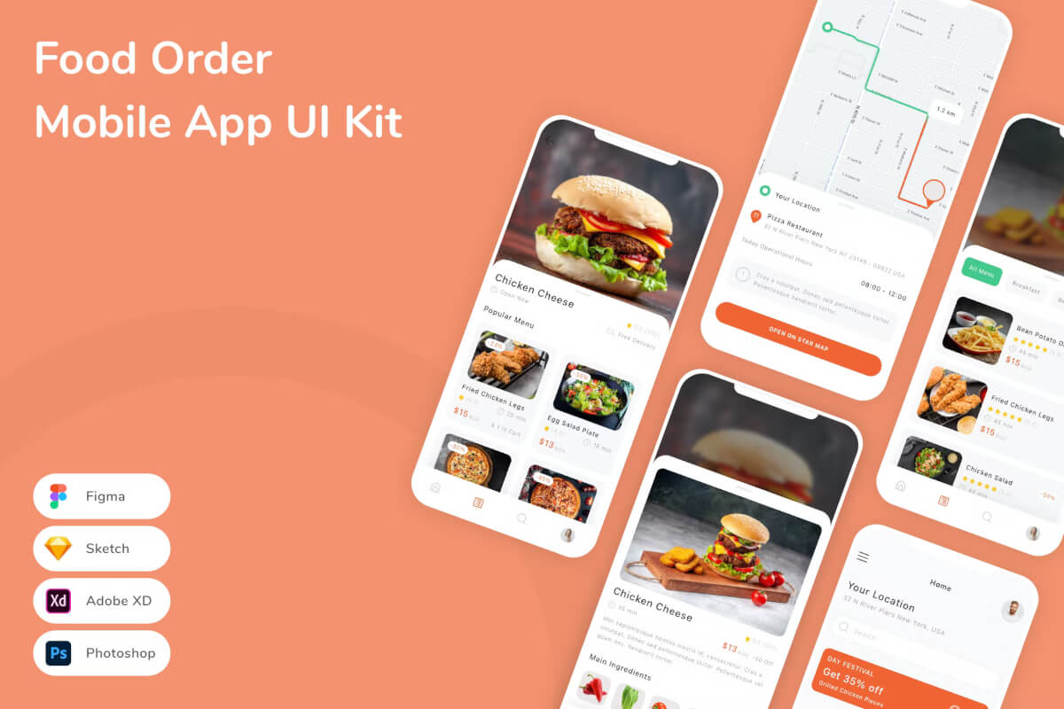 食品订单移动应用程序 UI 工具包