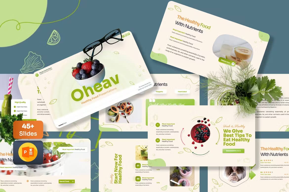 Oheav - 健康食品Powerpoint模板