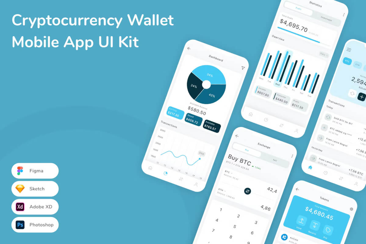 加密货币钱包移动应用程序 UI 套件