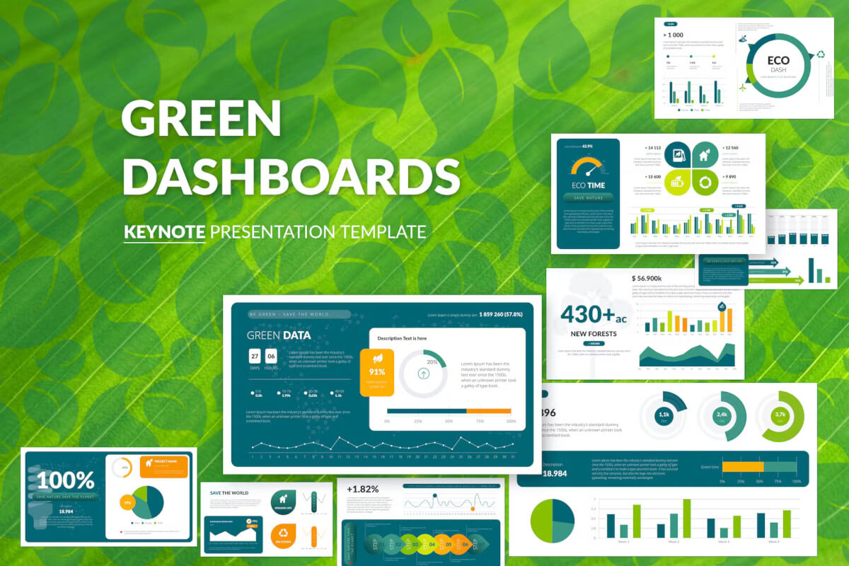 绿色仪表板主题 Powerpoint模板