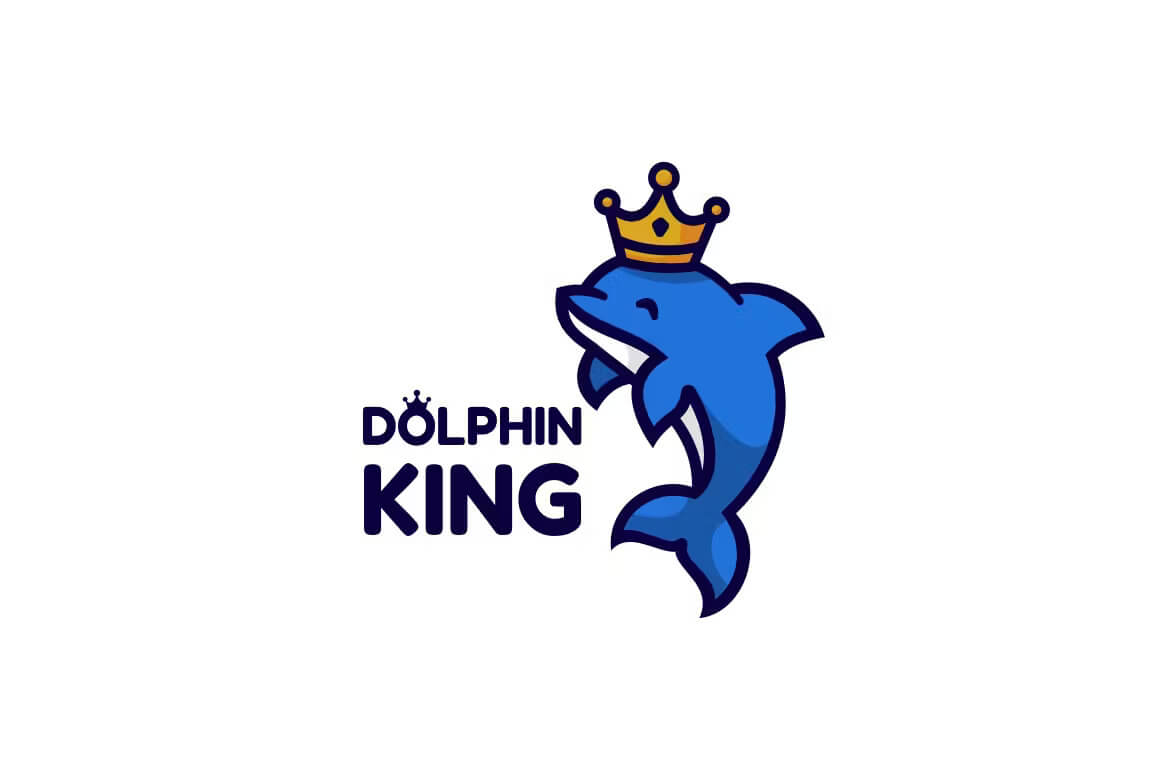 海豚王吉祥物卡通标志