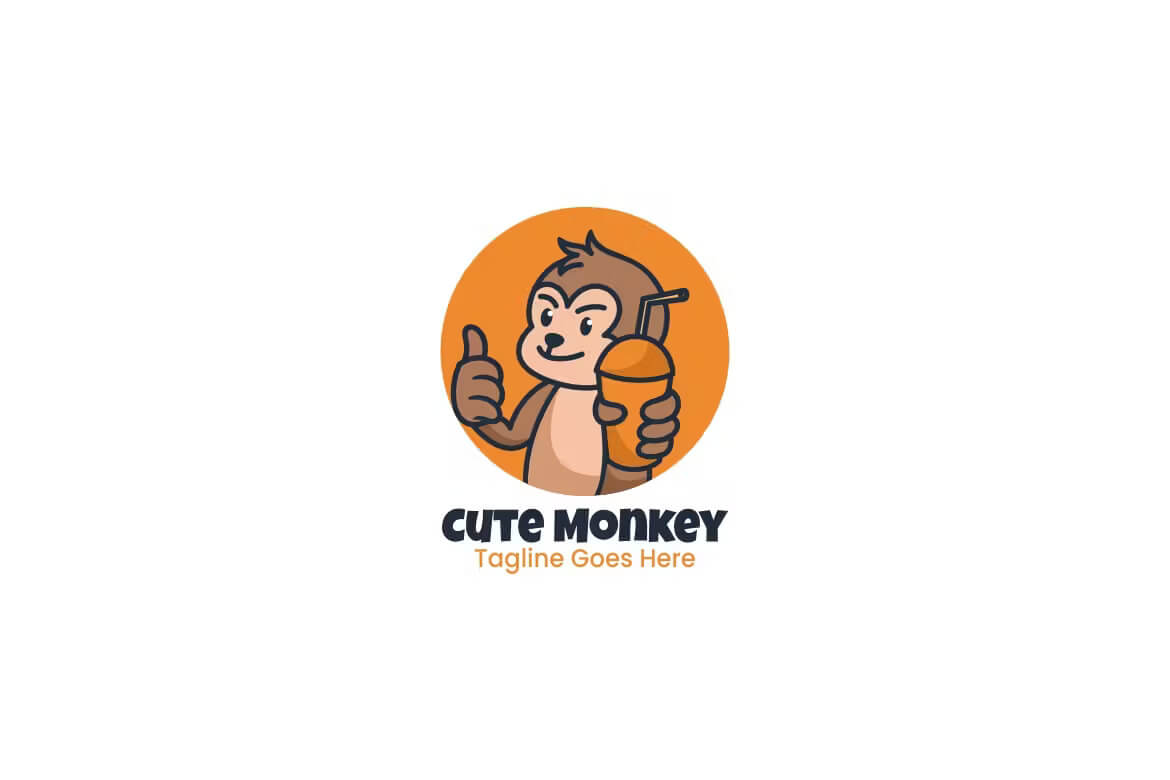 可爱的猴子吉祥物卡通标志