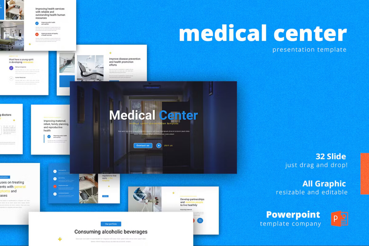 医疗中心 – 医疗与健康 PowerPoint演示模板
