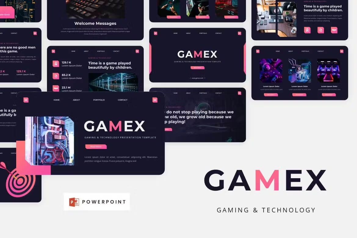 Gamex - 游戏与技术 Powerpoint 模板