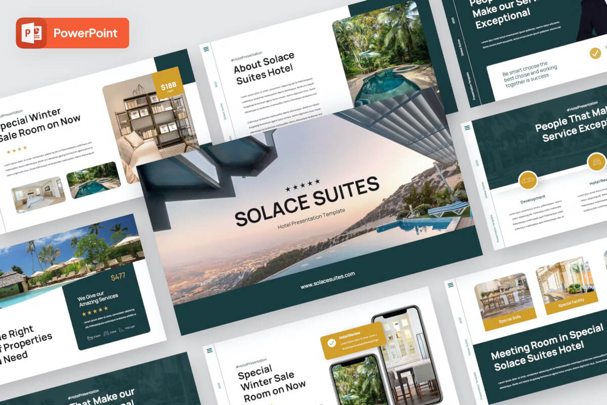 Solace - 酒店和旅游 PowerPoint演示模板