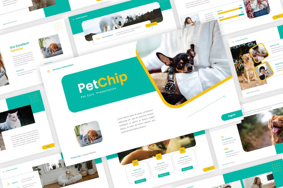 PetChip - 宠物护理 PowerPoint演示模板