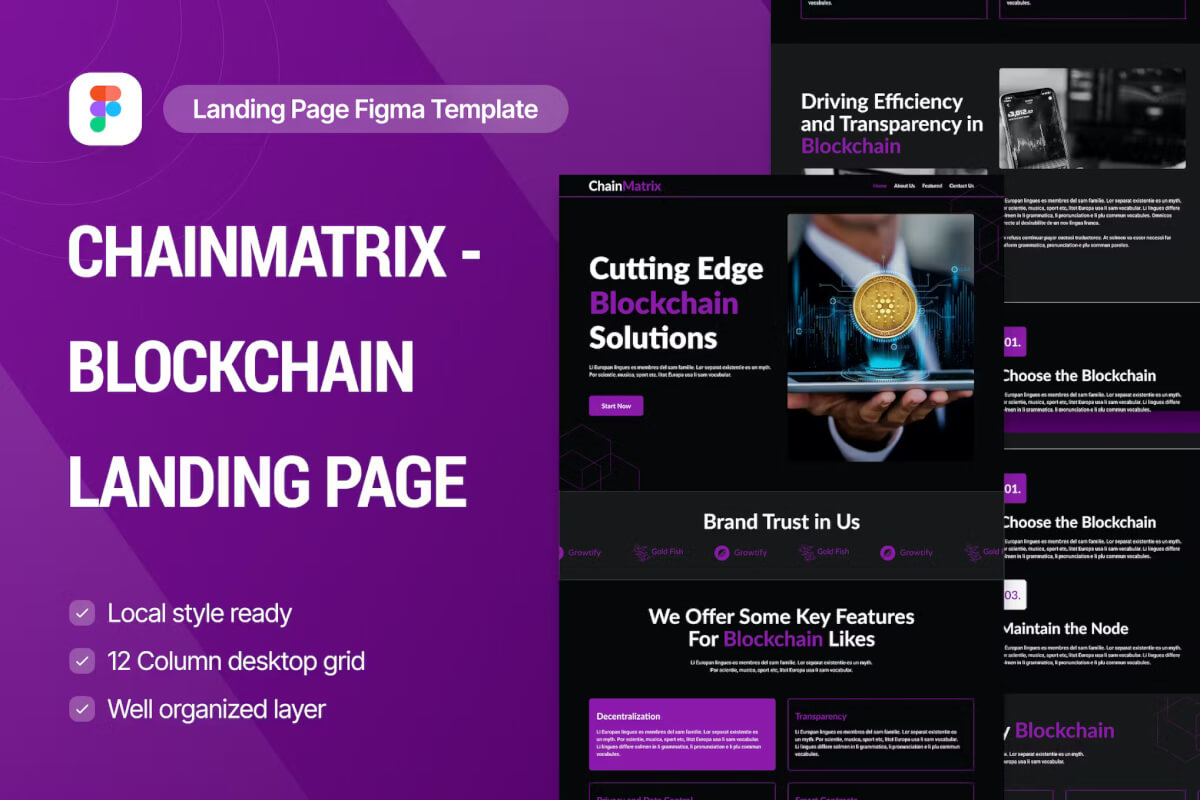 ChainMatrix - 区块链和加密货币登陆页面