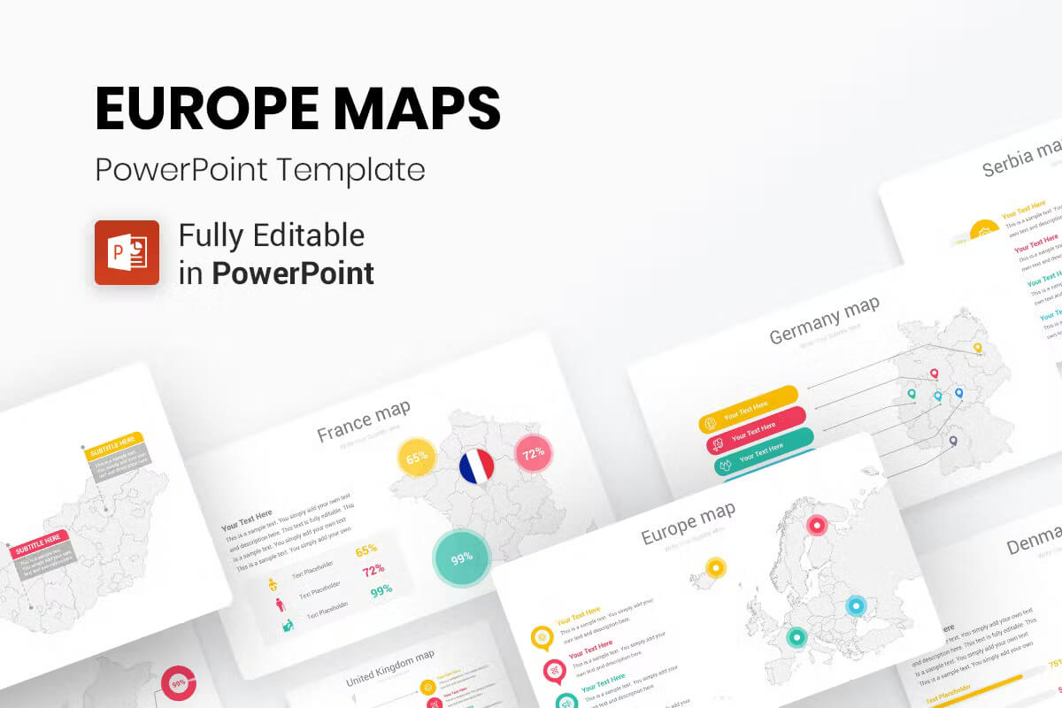 欧洲地图 PowerPoint演示模板