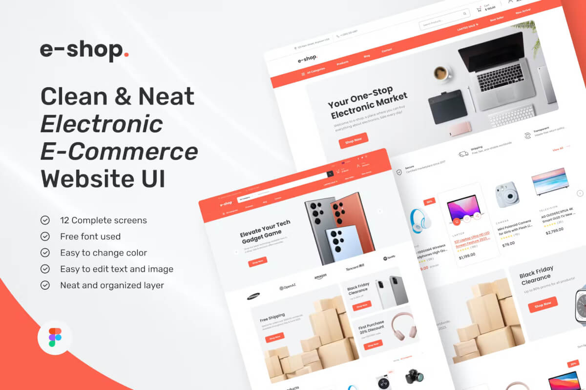 E-Shop - 电子电子商务网站设计UI