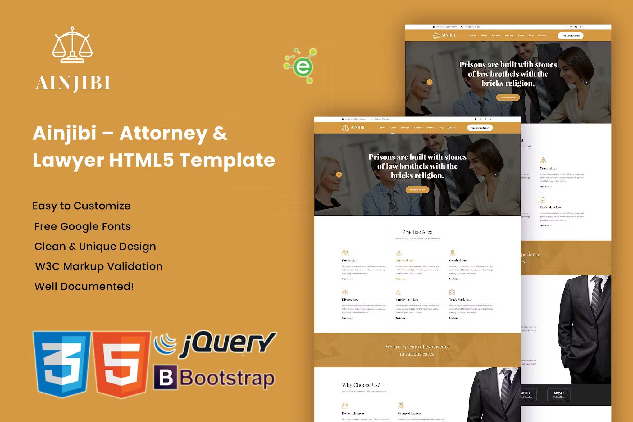 Ainjibi – 律师和律师 HTML5 模板