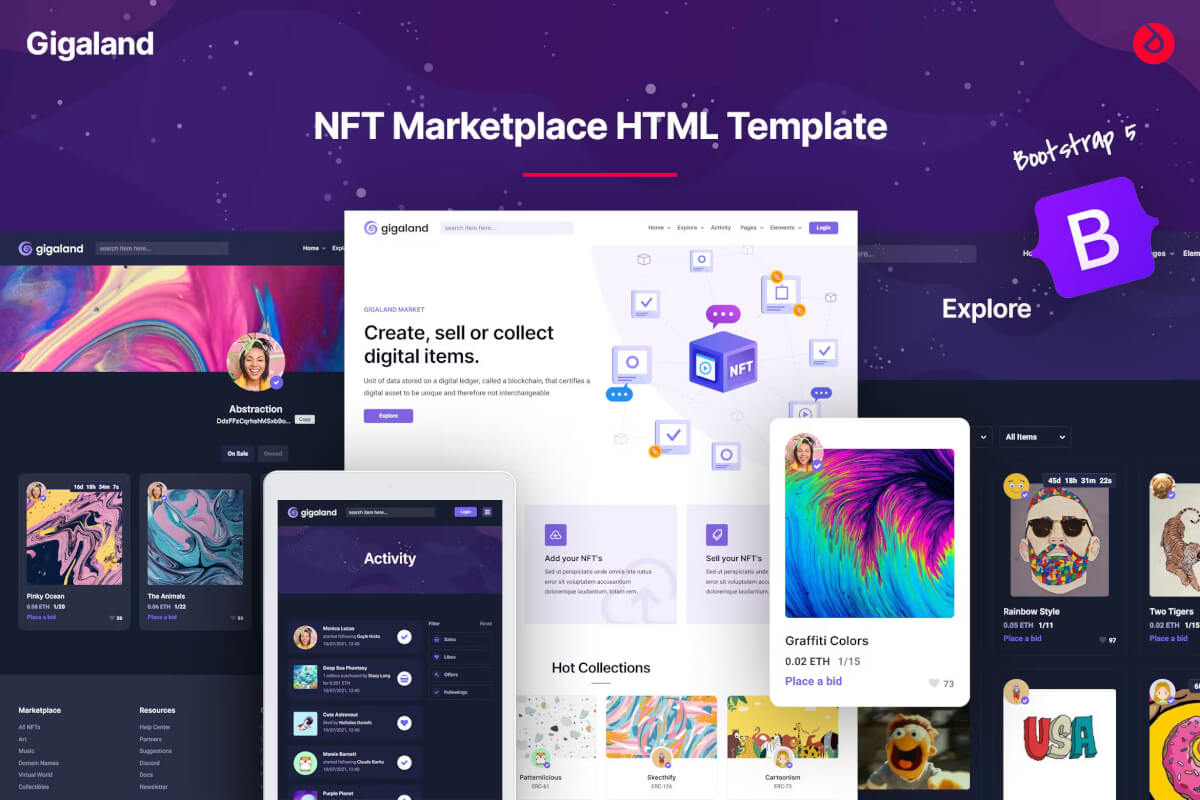 Gigaland - NFT 市场 HTML 模板
