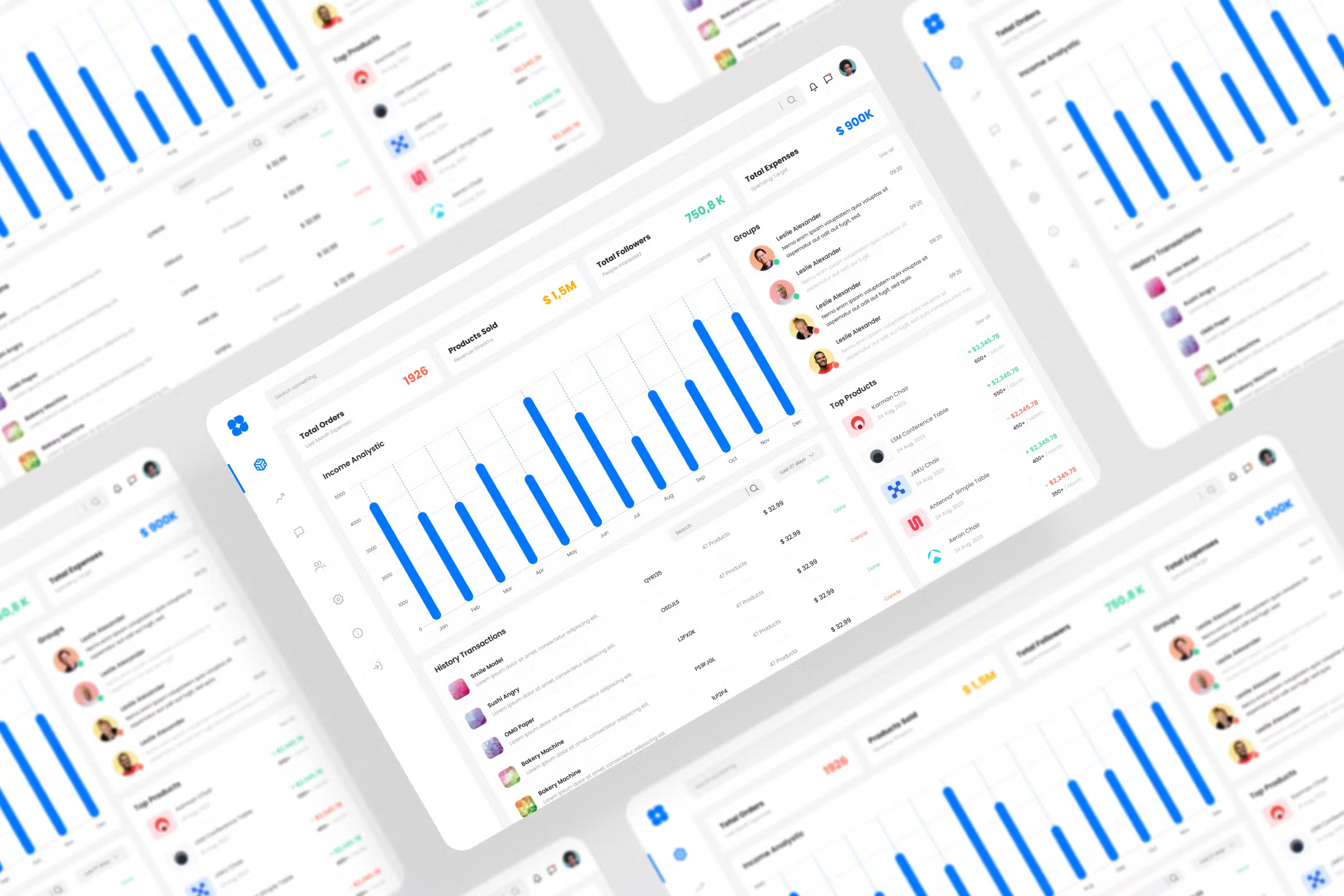 管理仪表板 Figma UI 套件