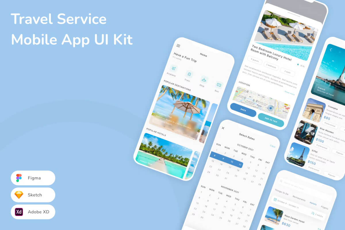 旅游服务移动应用程序 UI 套件